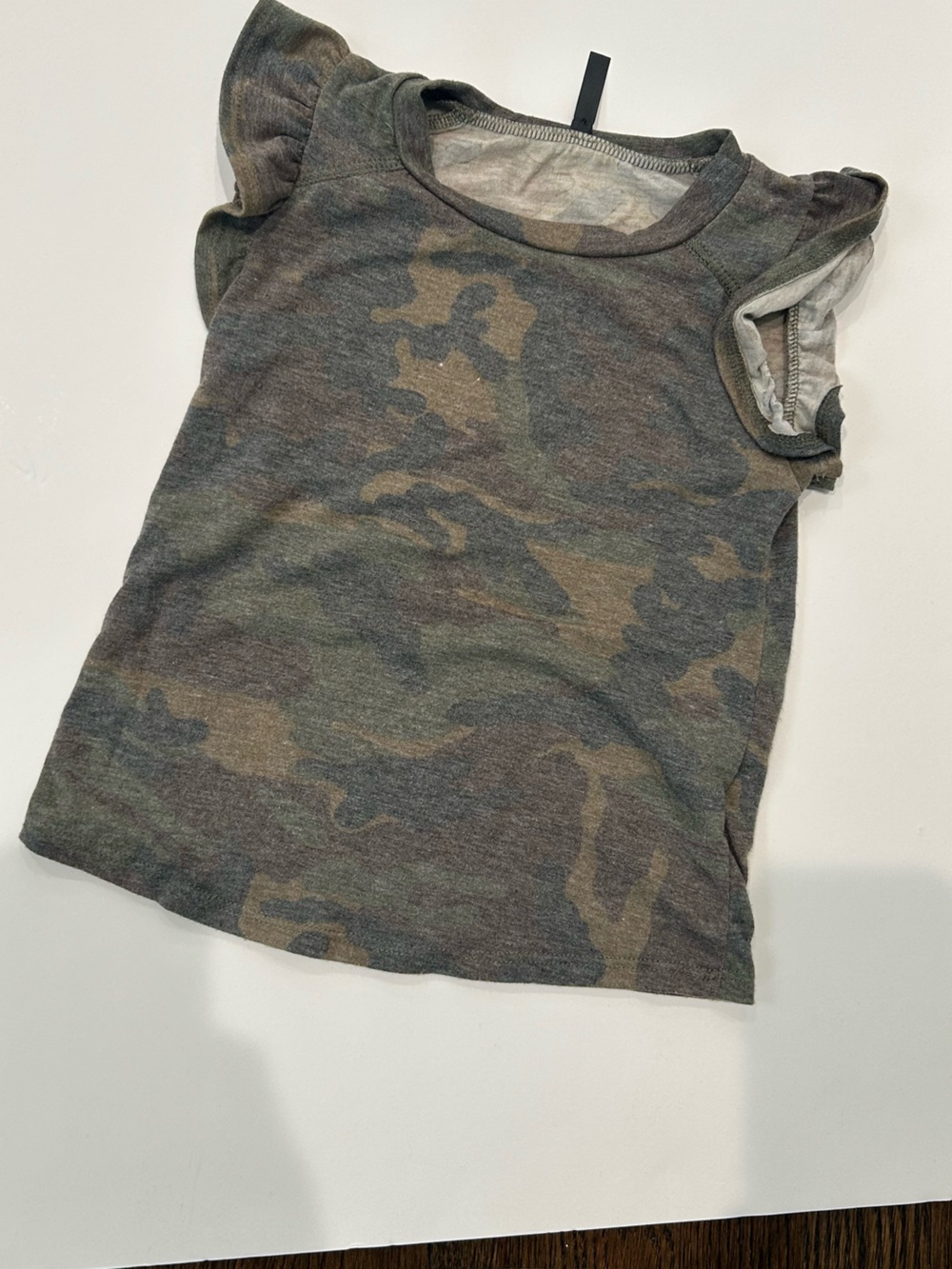 Revelation Ruffle Sleeve Camo Tank Top, youth small